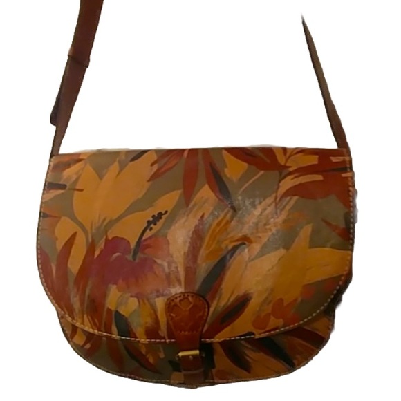 Patricia Nash Flora Leather Messenger Half moon Crossbody...